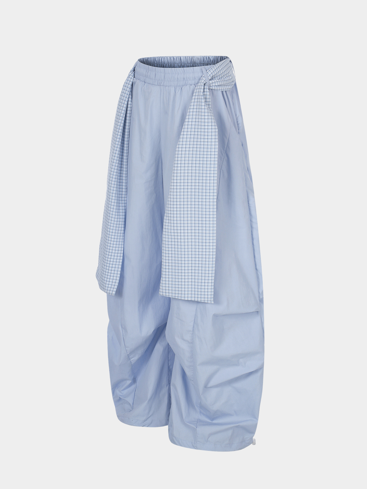 SoftEarth - Damen-Hose mit geradem Bein, Karoeinsatz und Gürtel