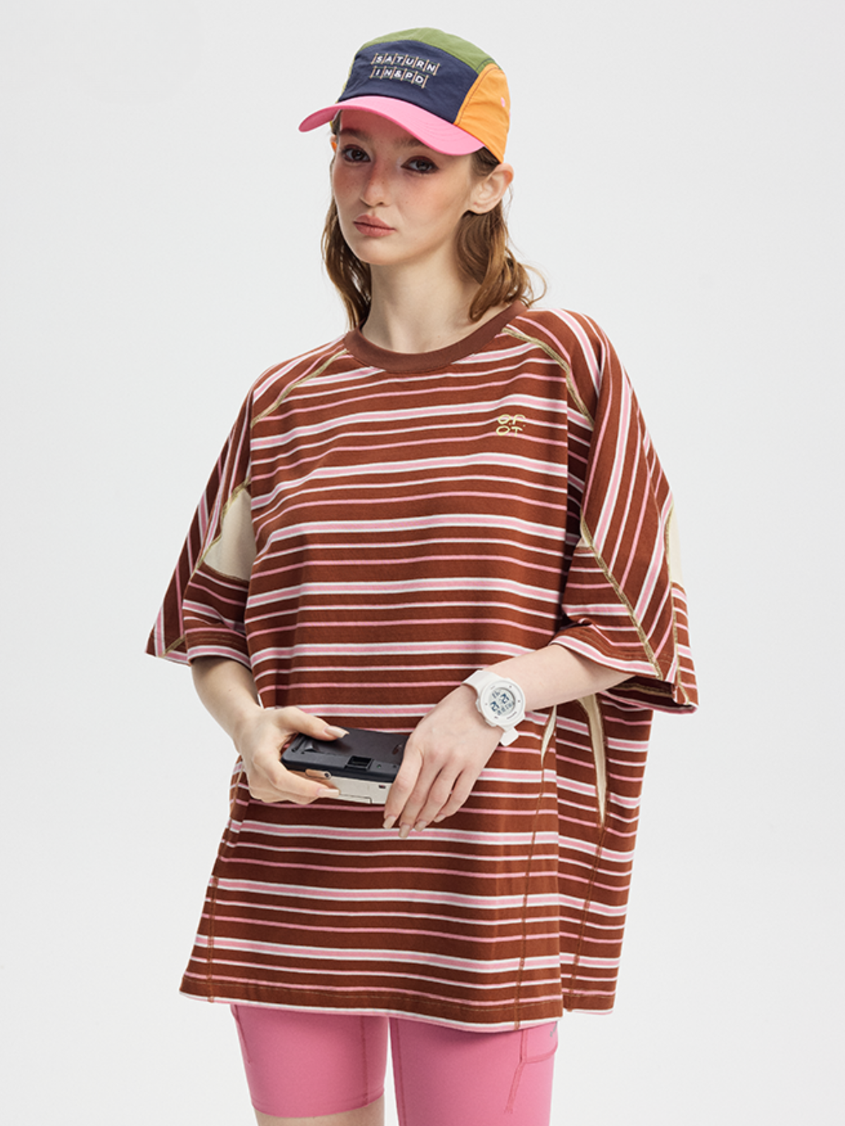 Boost – Damen-T-Shirt mit Kontraststreifen und kurzen Ärmeln