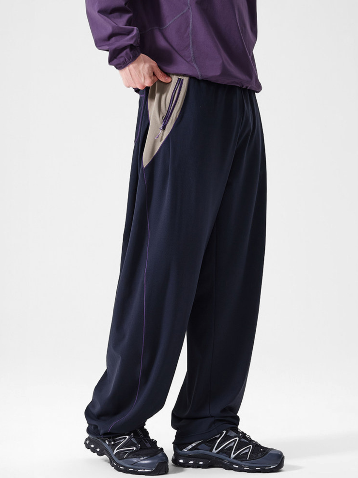 RunFlow – Unisex-Fallschirmspringerhose mit Kontrastnähten, leicht und schnelltrocknend