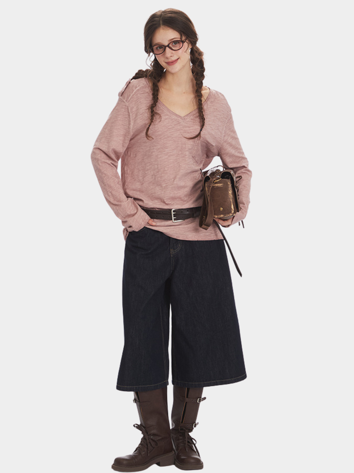 Caveridge – Damen-Langarm-T-Shirt mit V-Ausschnitt, figurbetont