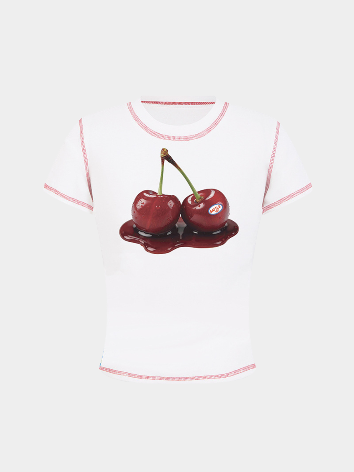 BerryPop – Kurzes T-Shirt für Damen mit Kontrastnähten und Dopamin-Print
