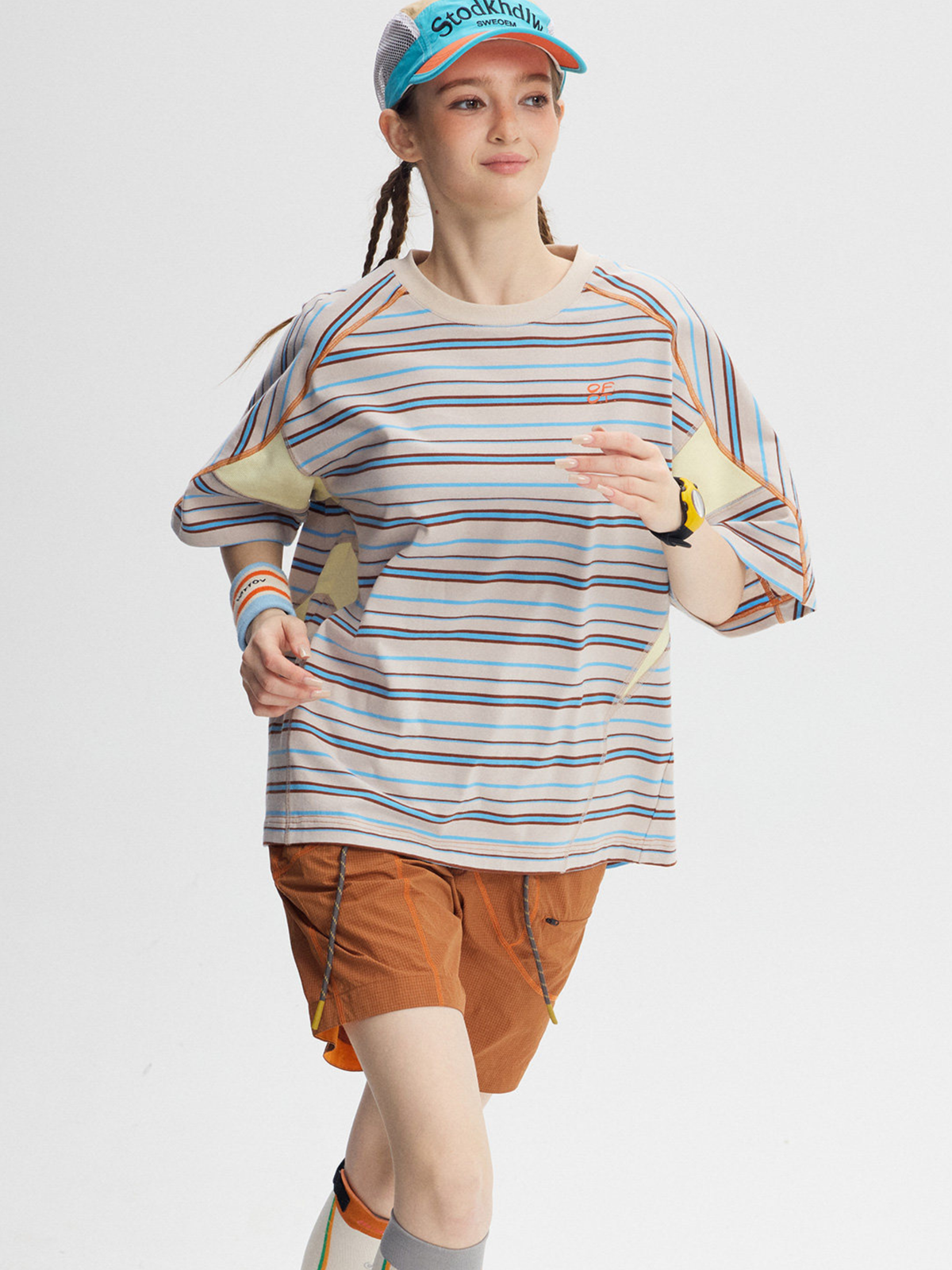 Boost – Damen-T-Shirt mit Kontraststreifen und kurzen Ärmeln