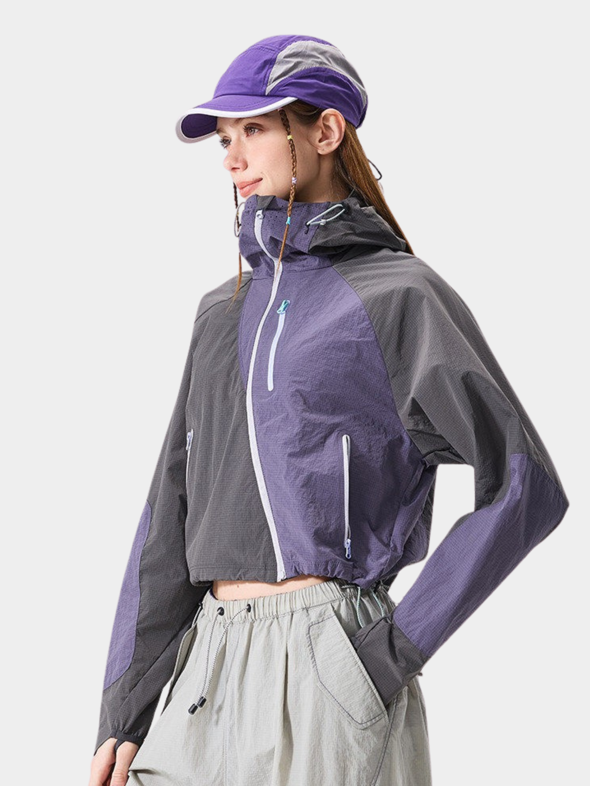 FrostFold - Kurz geschnittene UPF50+ Sonnen-Schutzjacke mit Kapuze für Damen