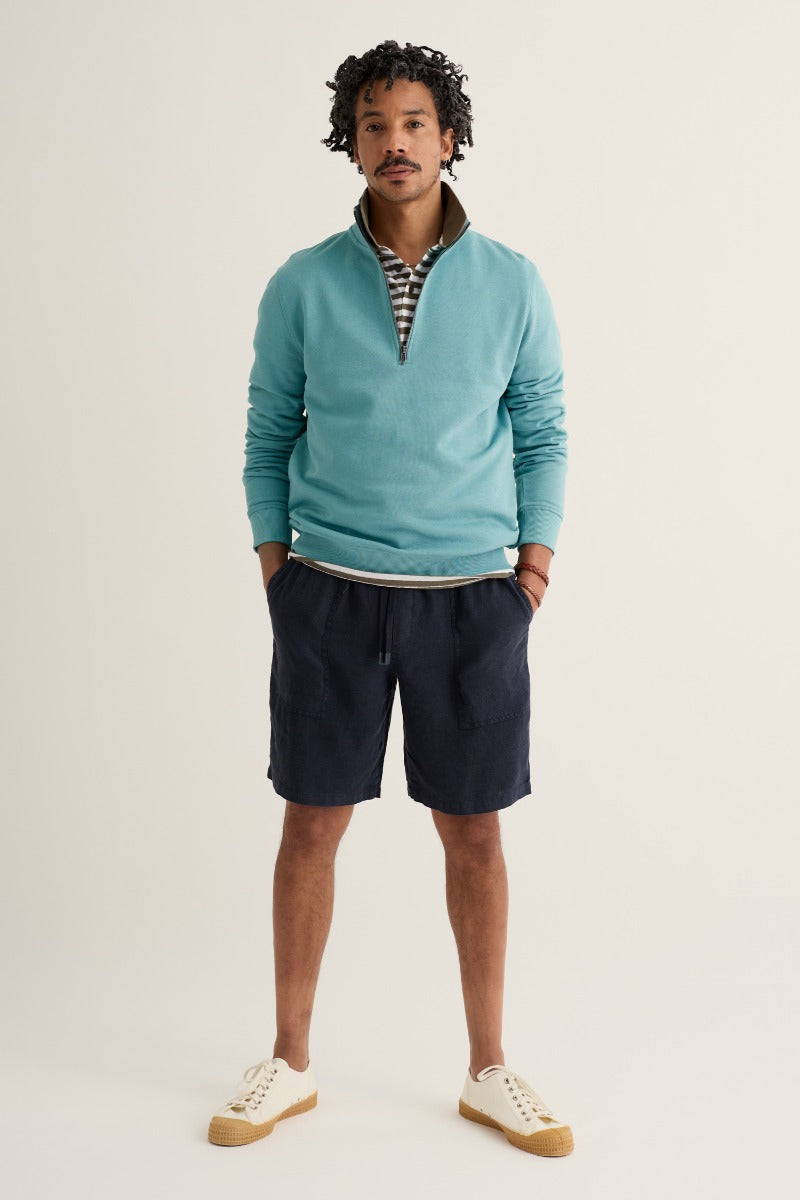 Herren-Sweatshirt mit Viertelreißverschluss, Wood Moss