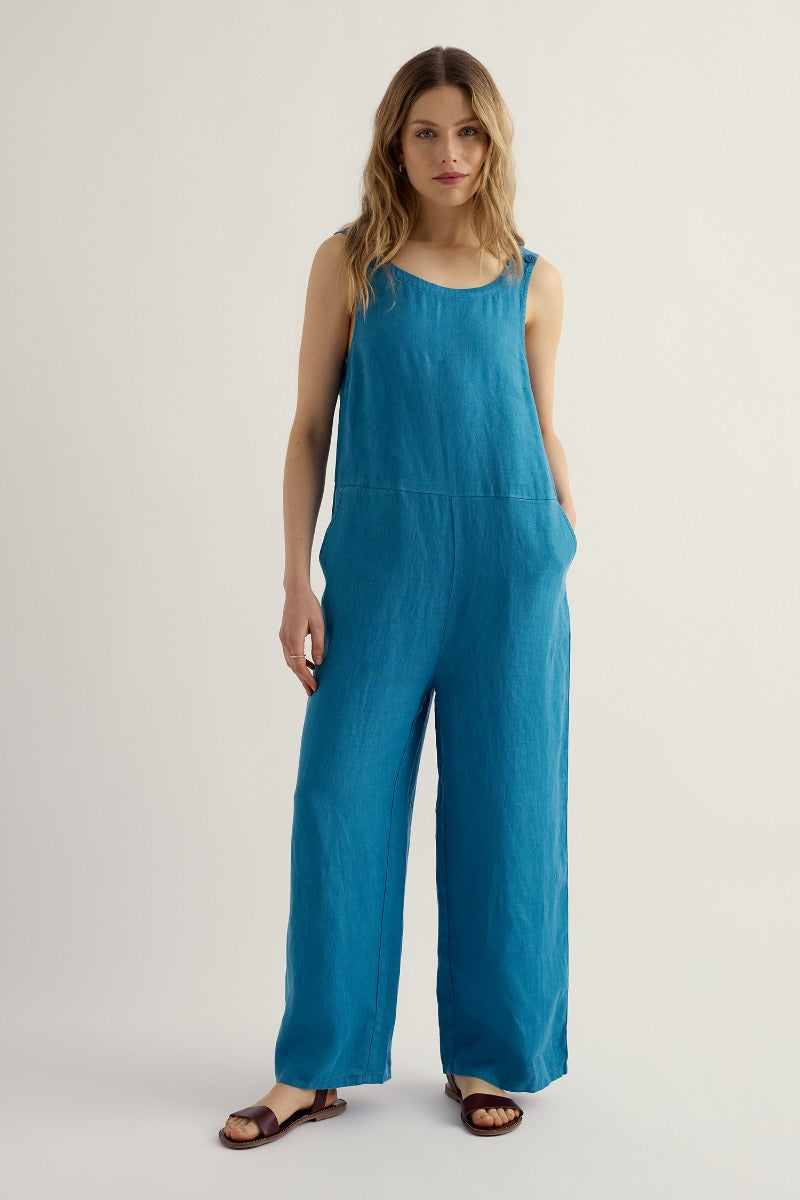 Salt Air Jumpsuit mit weitem Bein aus Leinen