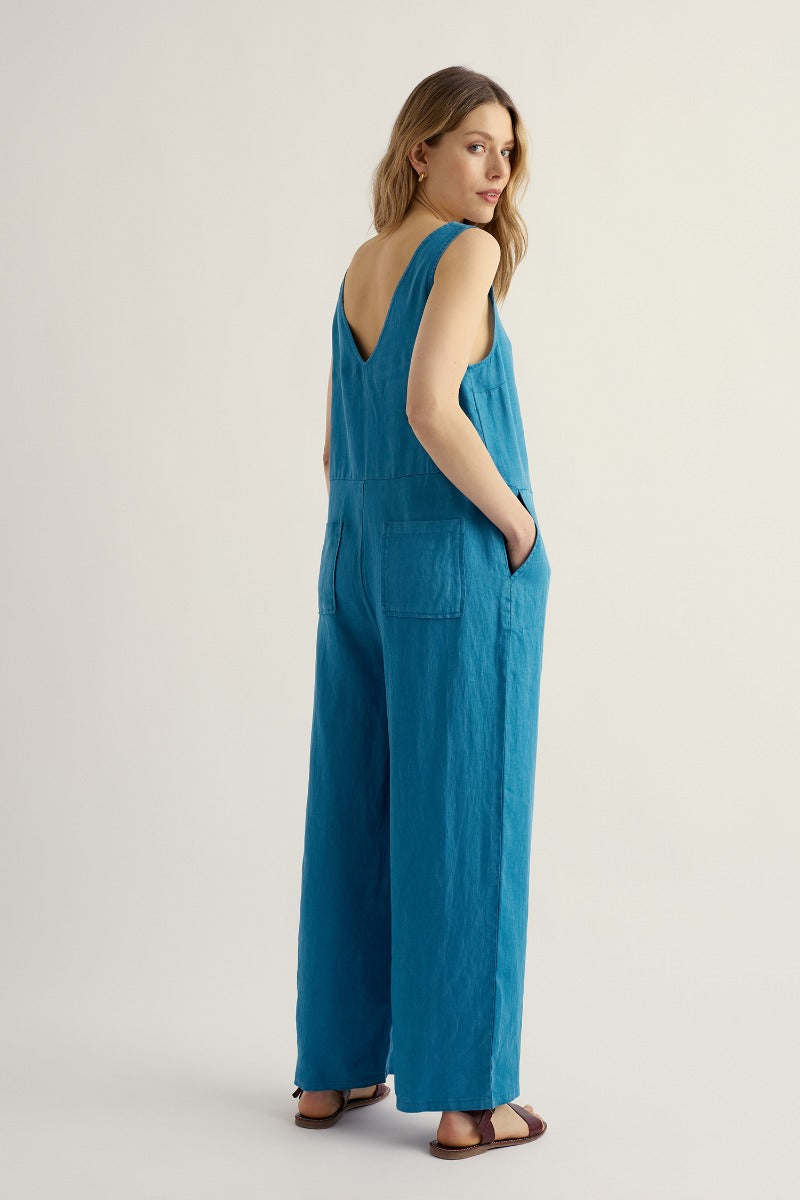 Salt Air Jumpsuit mit weitem Bein aus Leinen