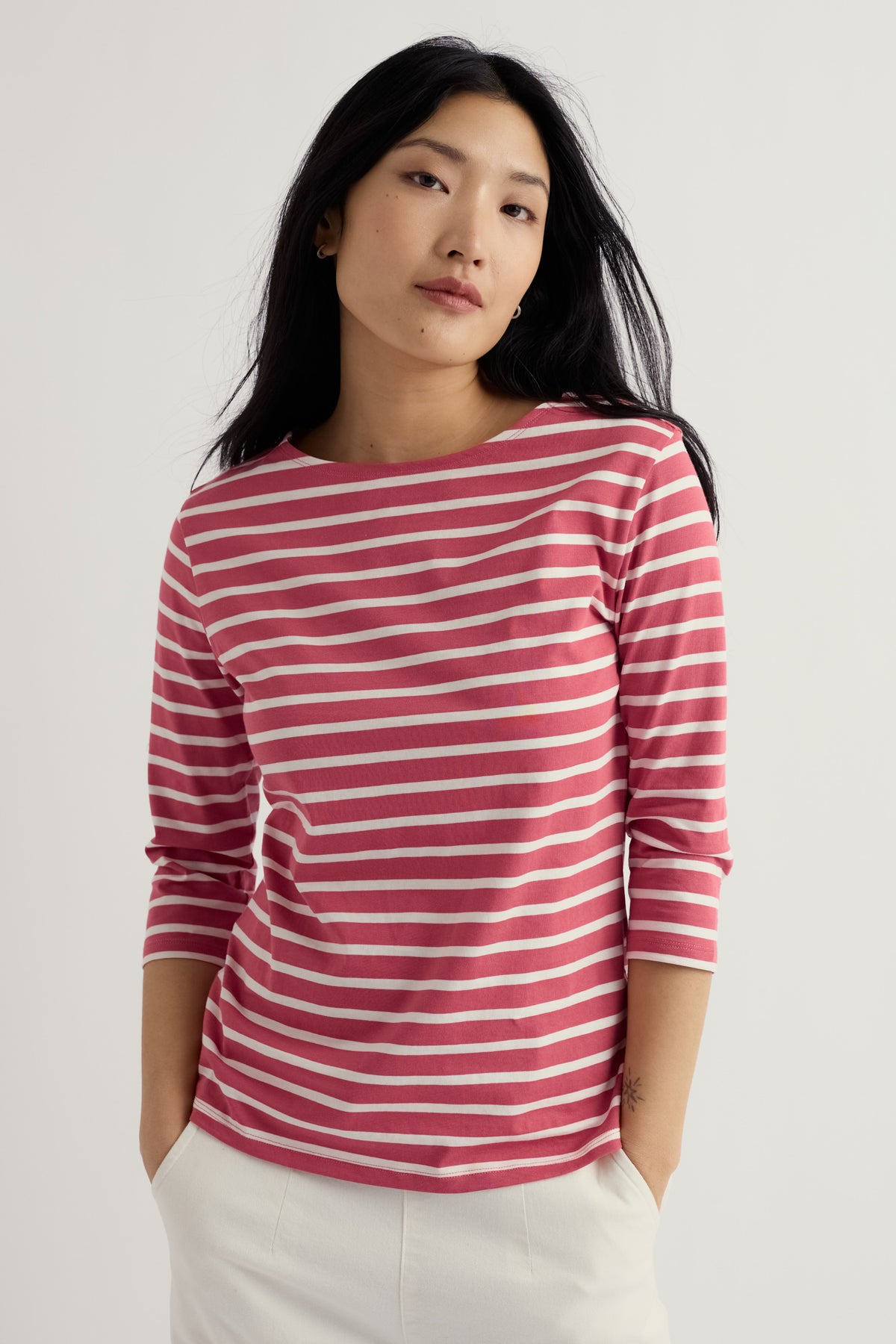 Sailor-Oberteil mit 3/4-Arm aus GOTS-zertifiziertem Bio-Baumwolljersey