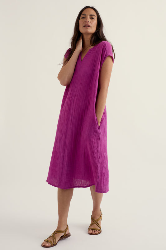 Kleid mit Sand-Muster aus GOTS-zertifizierter Bio-Baumwolle