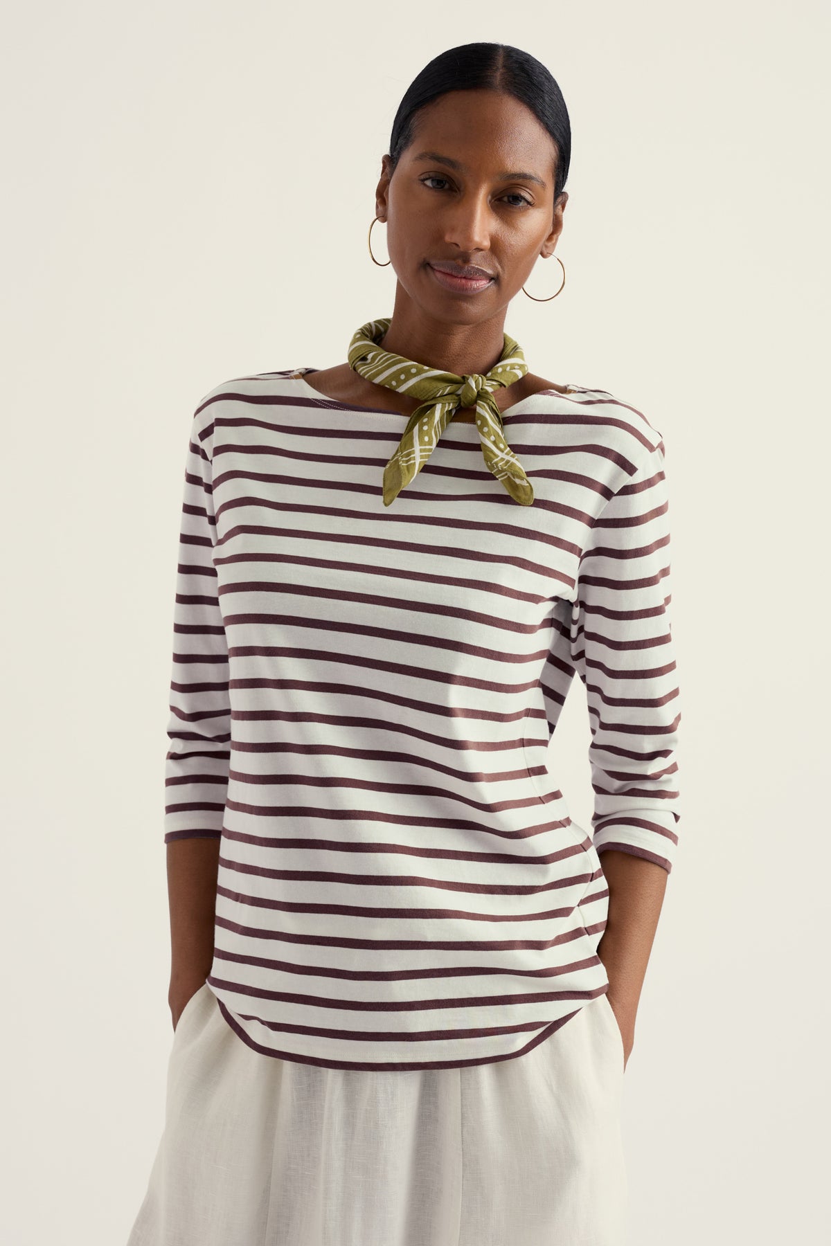 Sailor-Oberteil mit 3/4-Arm aus GOTS-zertifiziertem Bio-Baumwolljersey