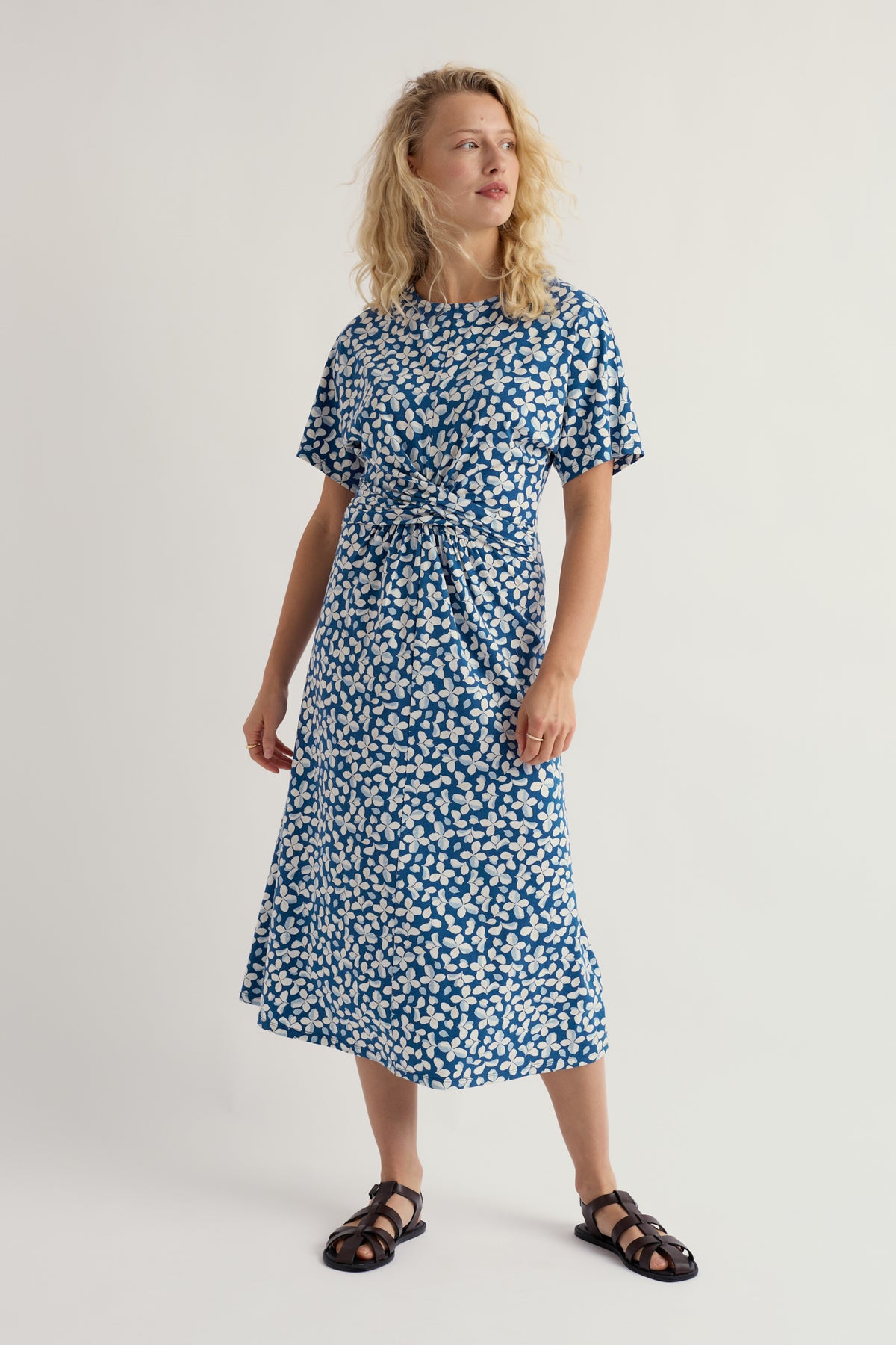 Midi-Jerseykleid in Wasserminze