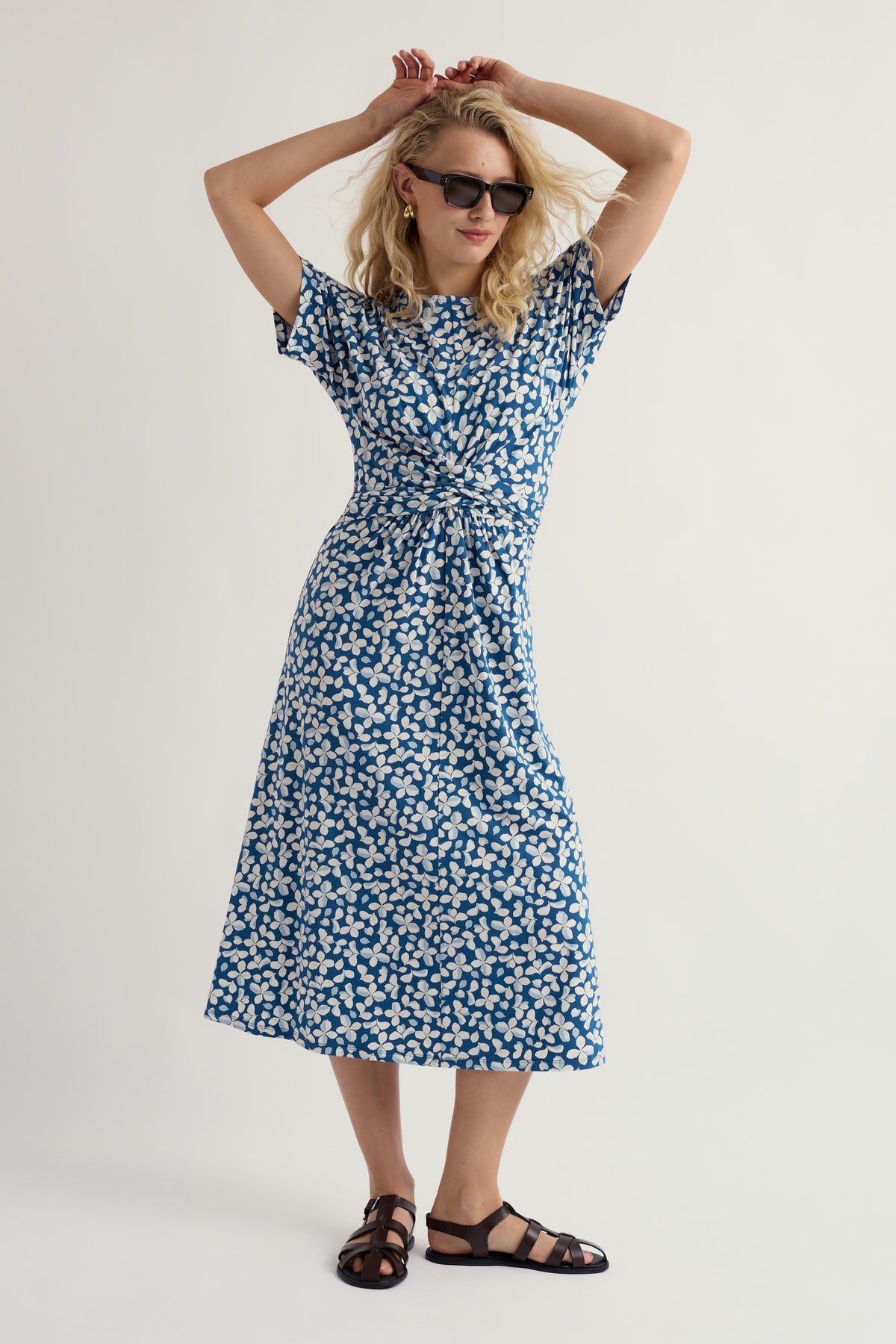 Midi-Jerseykleid in Wasserminze