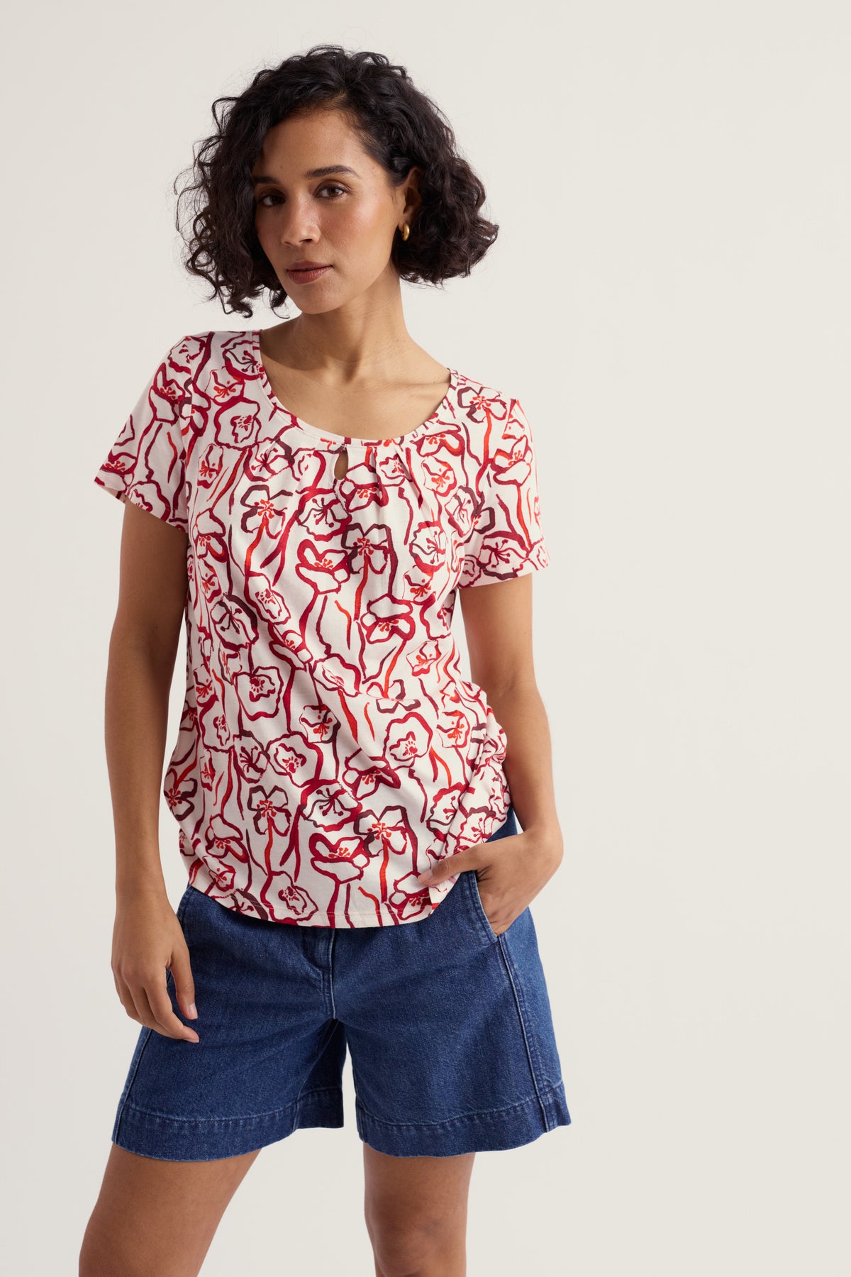 Appletree T-Shirt mit Schlüsselloch-Ausschnitt