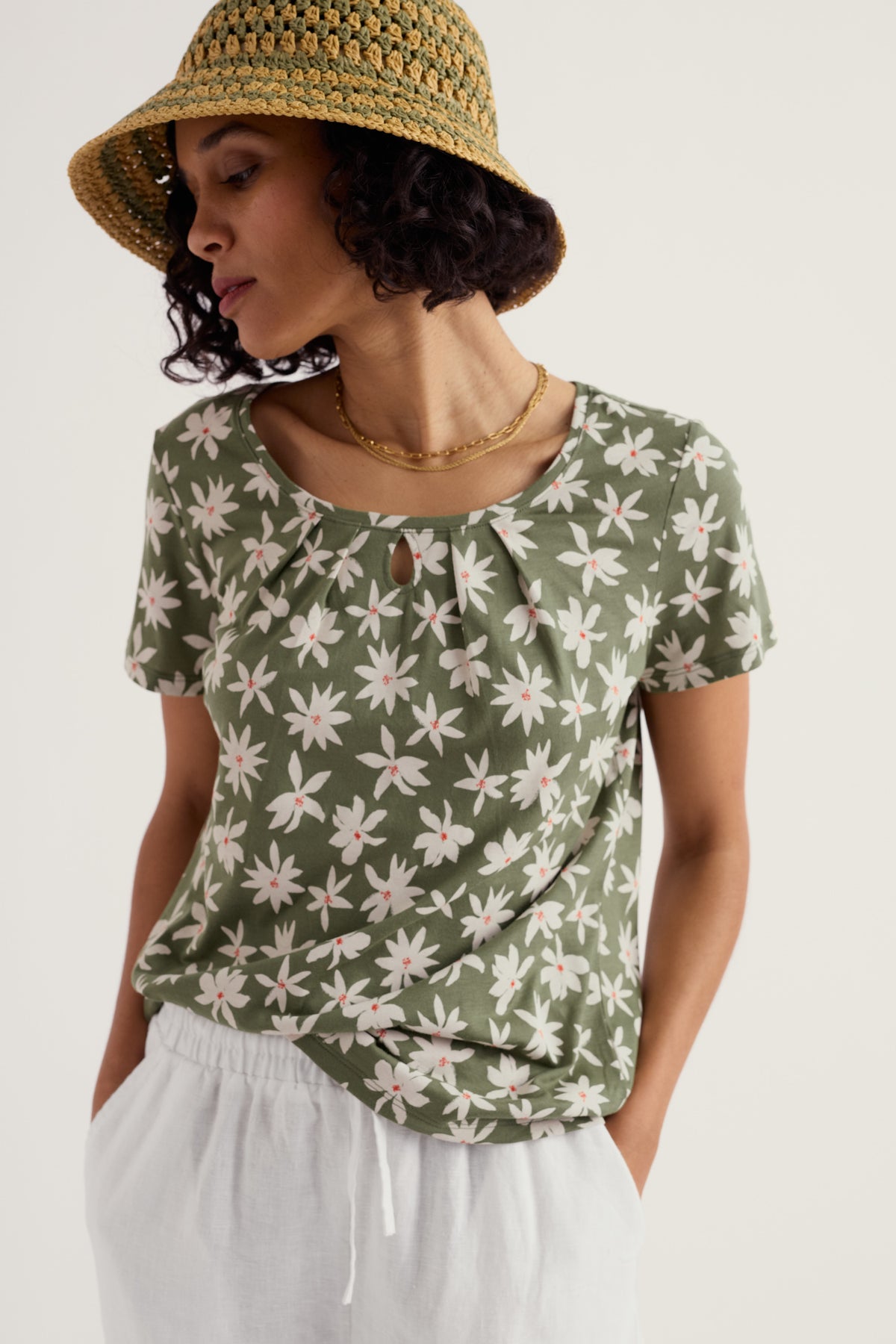 Appletree T-Shirt mit Schlüsselloch-Ausschnitt