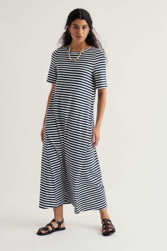 Ivey Garngefärbtes T-Shirt-Kleid aus GOTS-zertifizierter Bio-Baumwolle