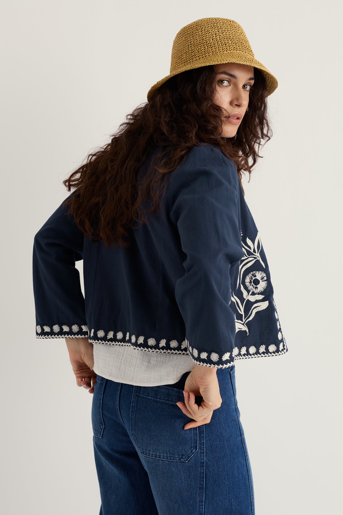 Sand Martin Bestickte Blumenjacke
