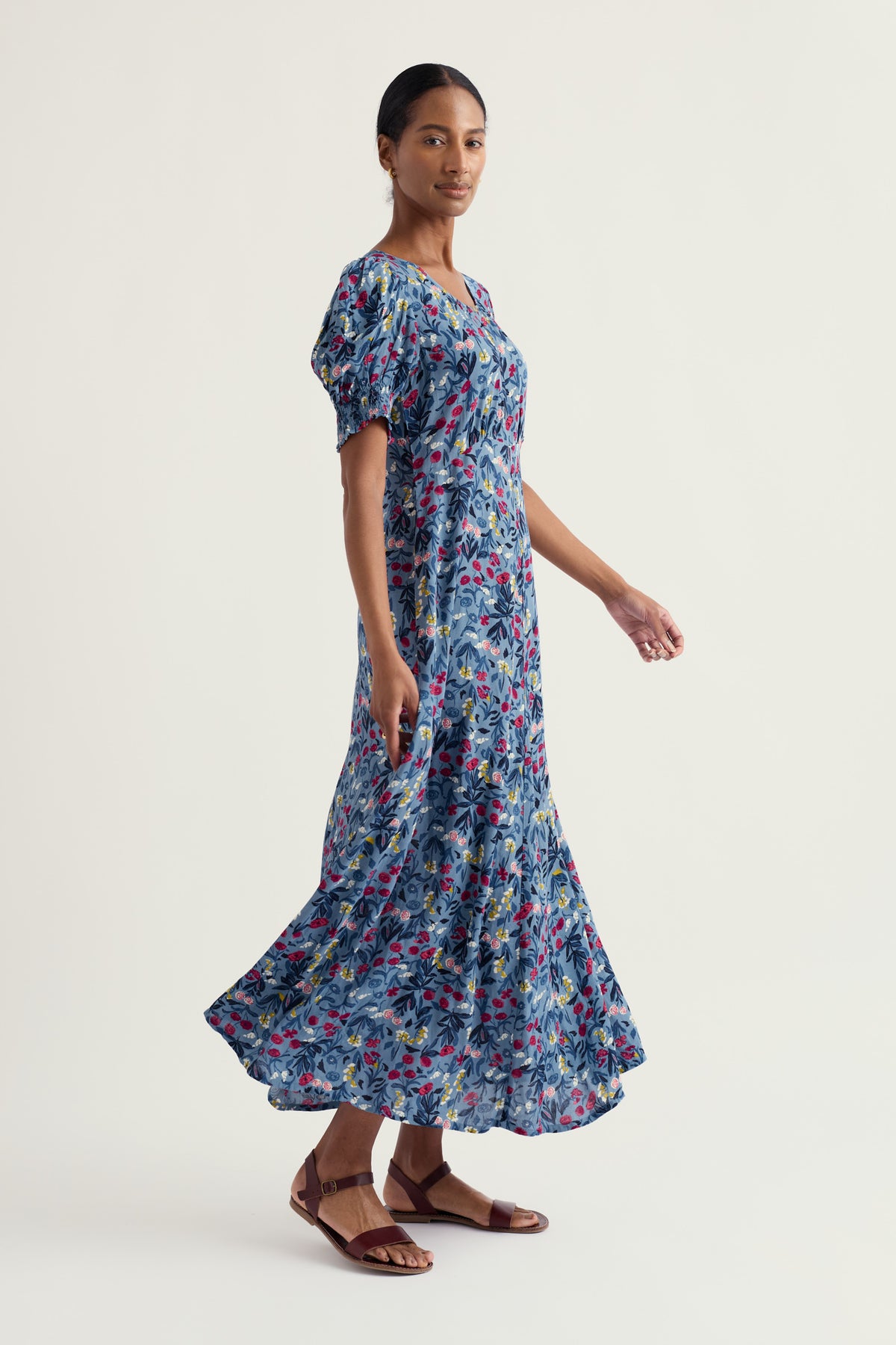 Marsh Violet Short Sleeve Empire Line Dress