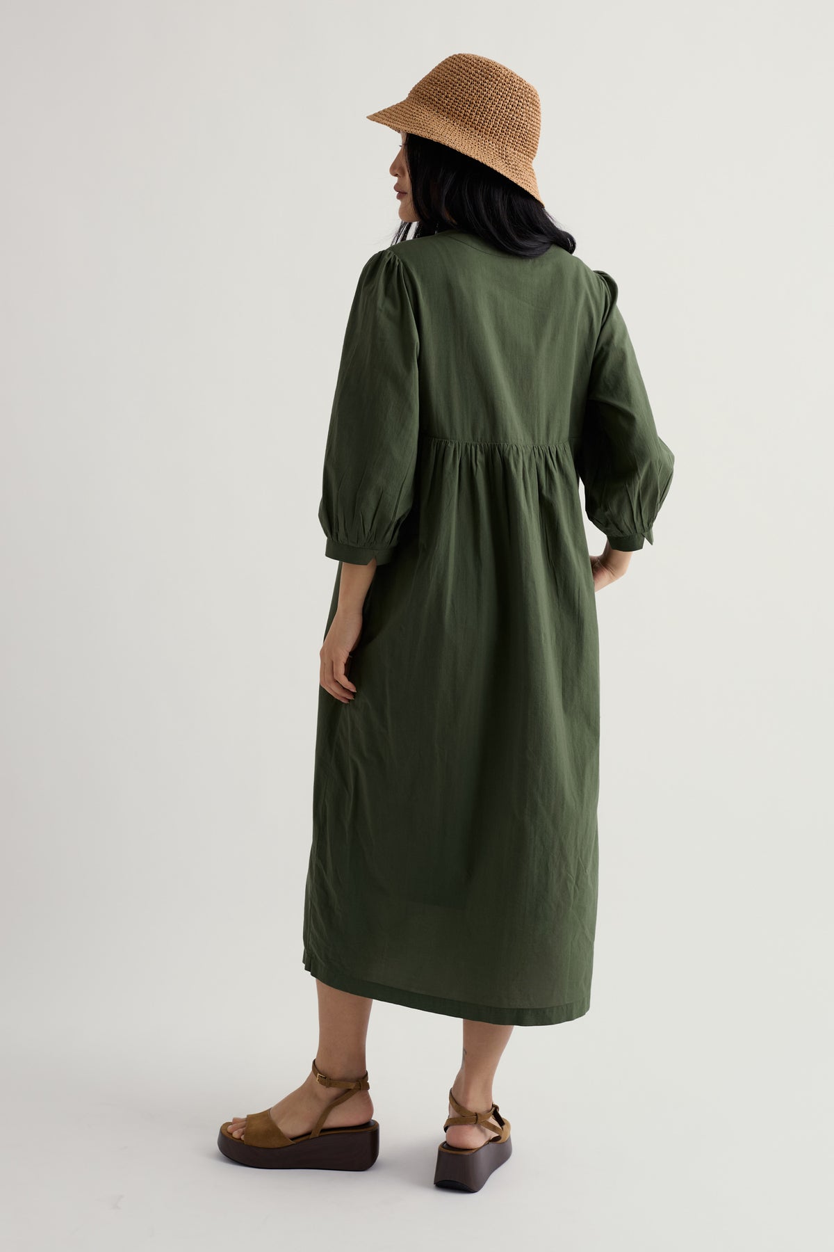 Kaftankleid in Erdtönen aus GOTS-zertifiziertem Bio-Baumwoll-Voile