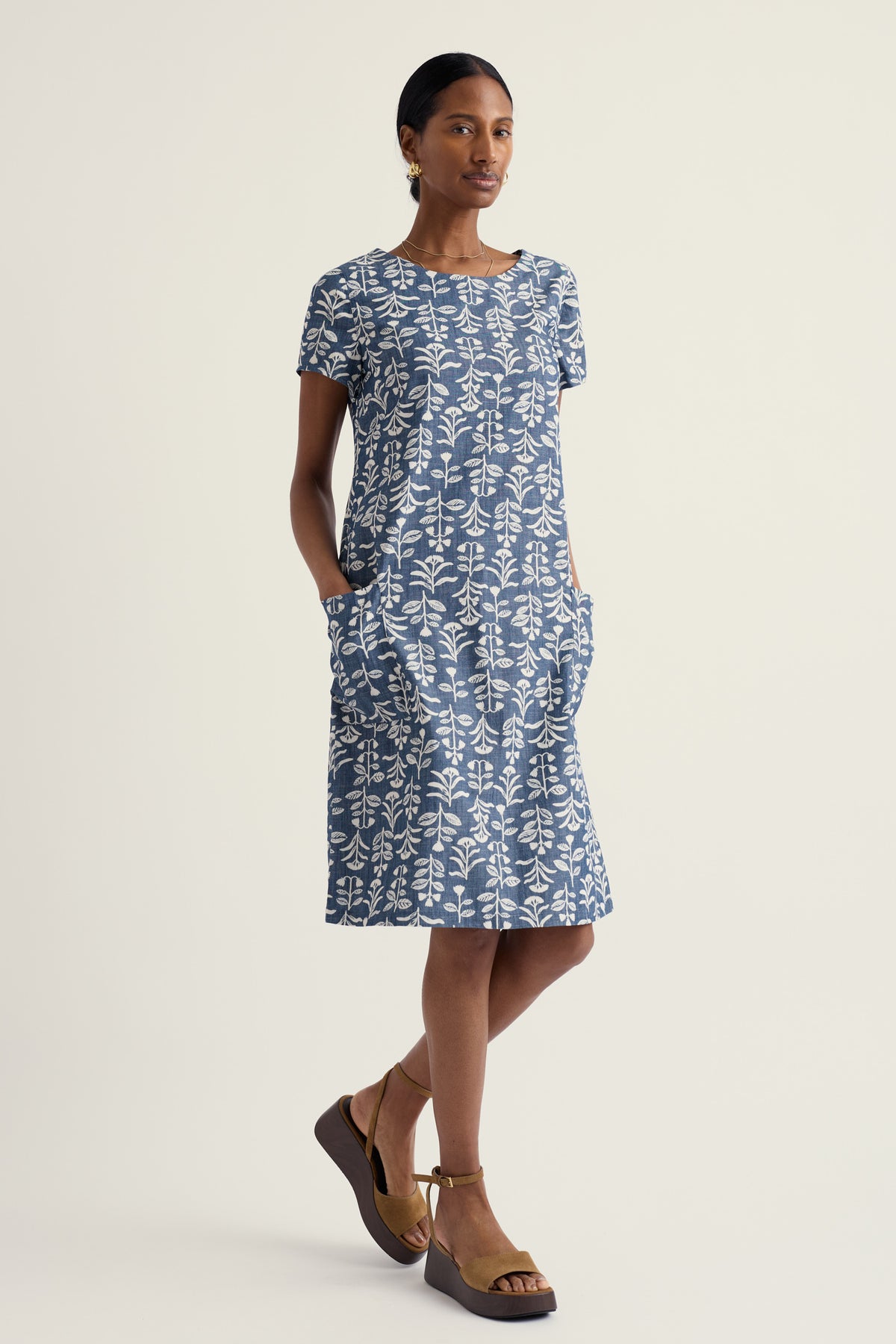River Cove Etuikleid aus Bio-Baumwoll-Chambray