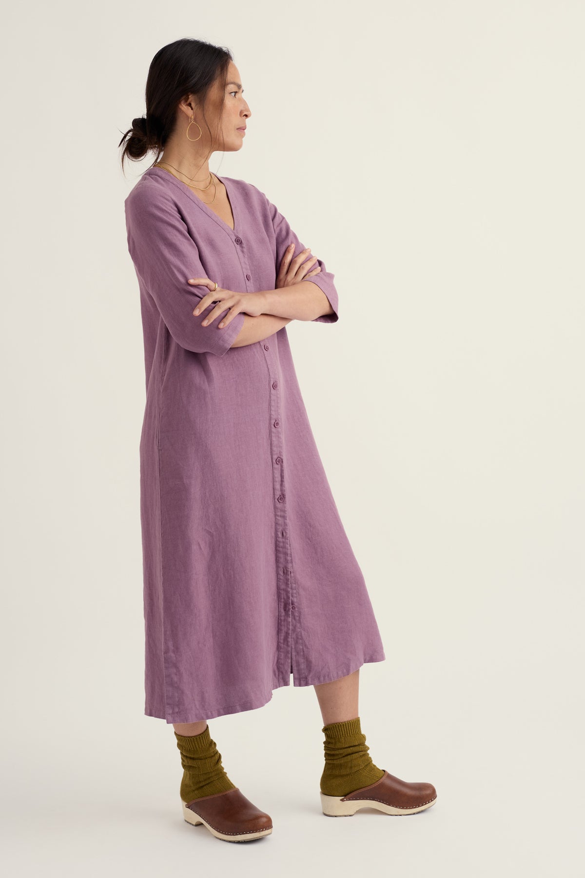 Word Posey Linen Shift Dress